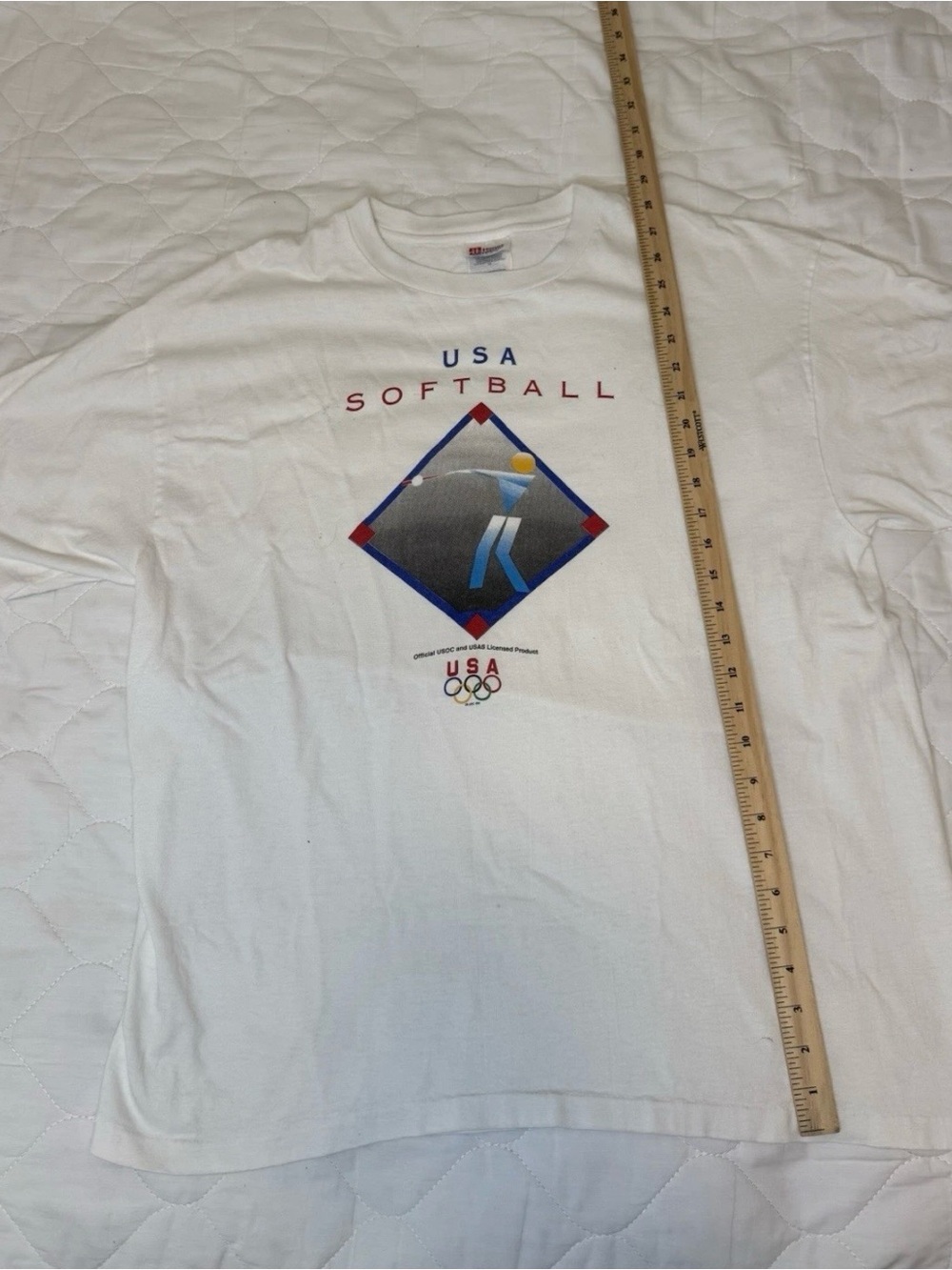 Vintage USA Softball Graphic Tee - White XL
